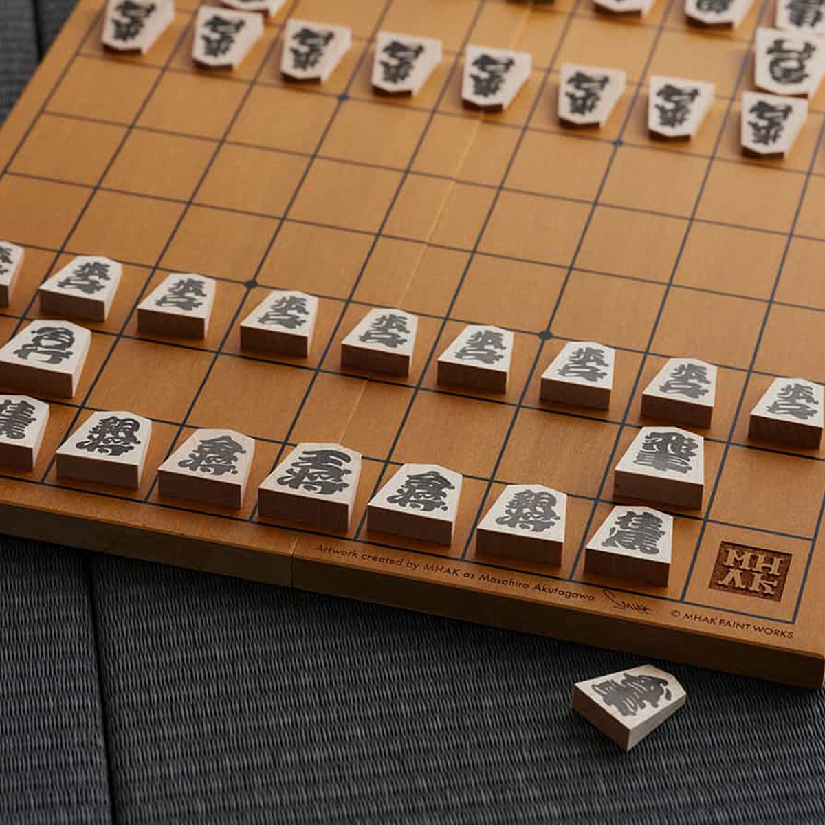 【MHAK × Japan Craft】日本のいいもの　山形県天童の将棋駒　将棋盤/駒/巾着セット