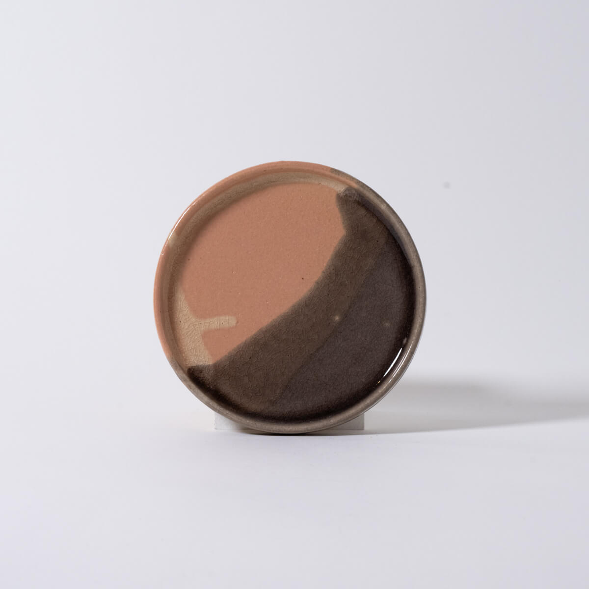 運命の1枚 切立皿 φ15.5cm B_桃×茶｜信楽イマジン Imagine