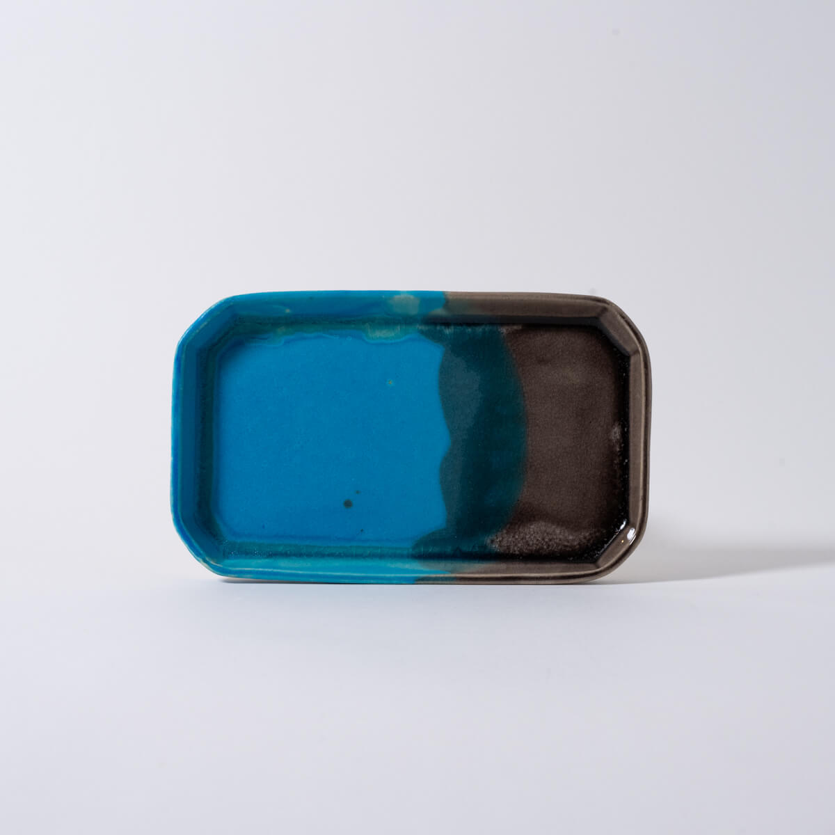 運命の1枚 8角長方皿 φ23.5cm E_青×灰｜信楽イマジン Imagine