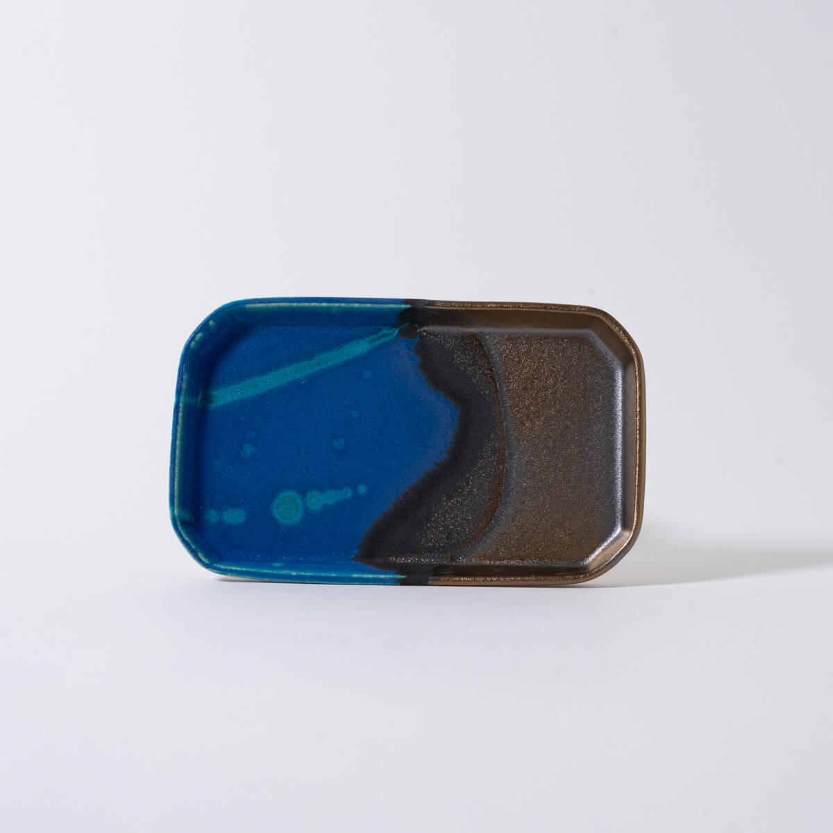 運命の1枚 8角長方皿 φ23.5cm D_青×金｜信楽イマジン Imagine