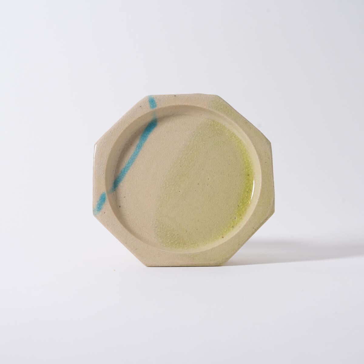 運命の1枚 8角プレート φ21cm B_クリア×水×緑｜信楽イマジン Imagine