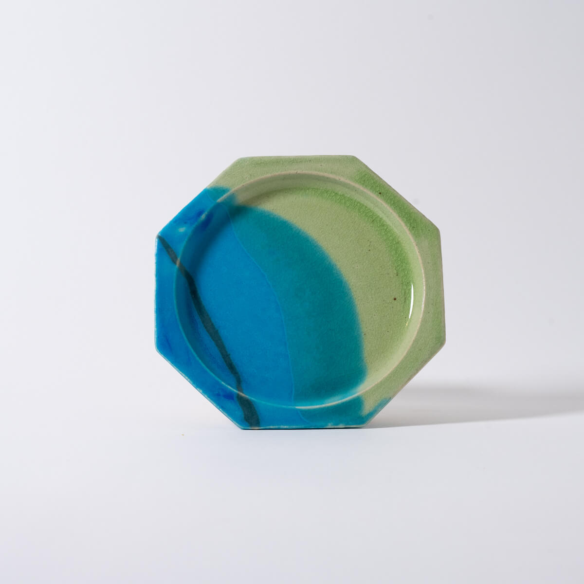 運命の1枚 8角プレート φ21cm A_青×緑｜信楽イマジン Imagine