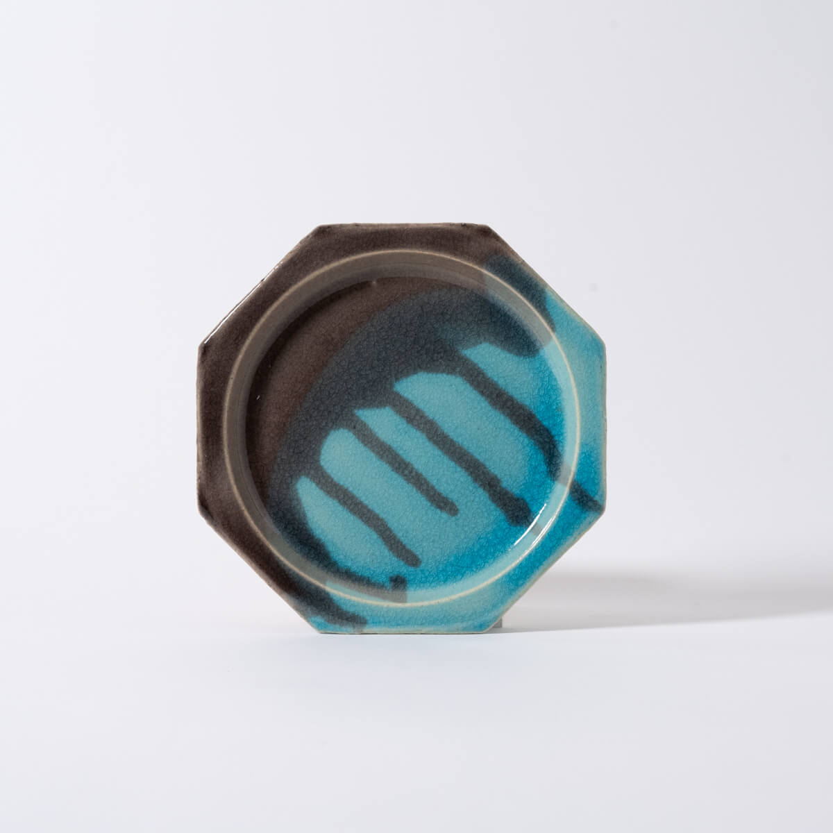 運命の1枚 8角プレート φ21cm F_水×灰｜信楽イマジン Imagine