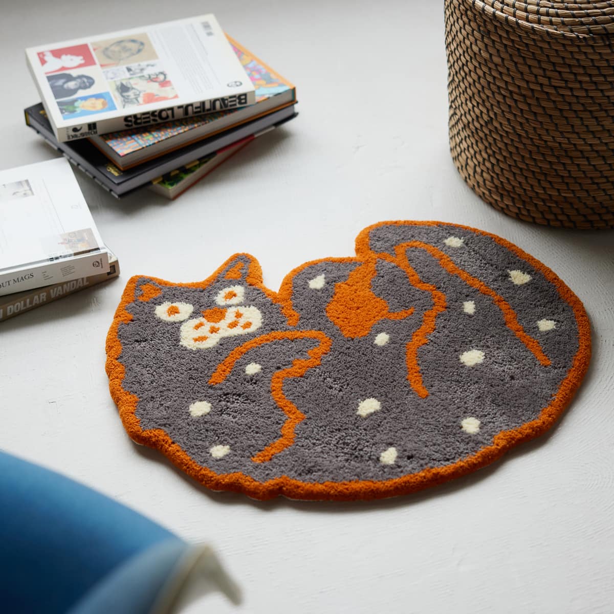 【Toyameg × Japan Craft】アートのある暮らし　手しごとのラグマット　猫　キャット