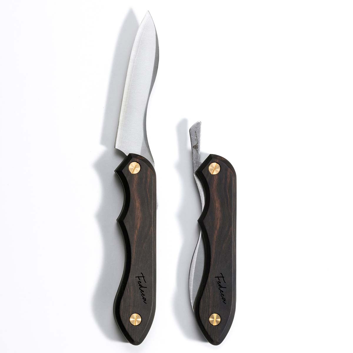 【FEDECA】 折り畳み式料理ナイフ 天然木 プレーン黒檀 9.3cm