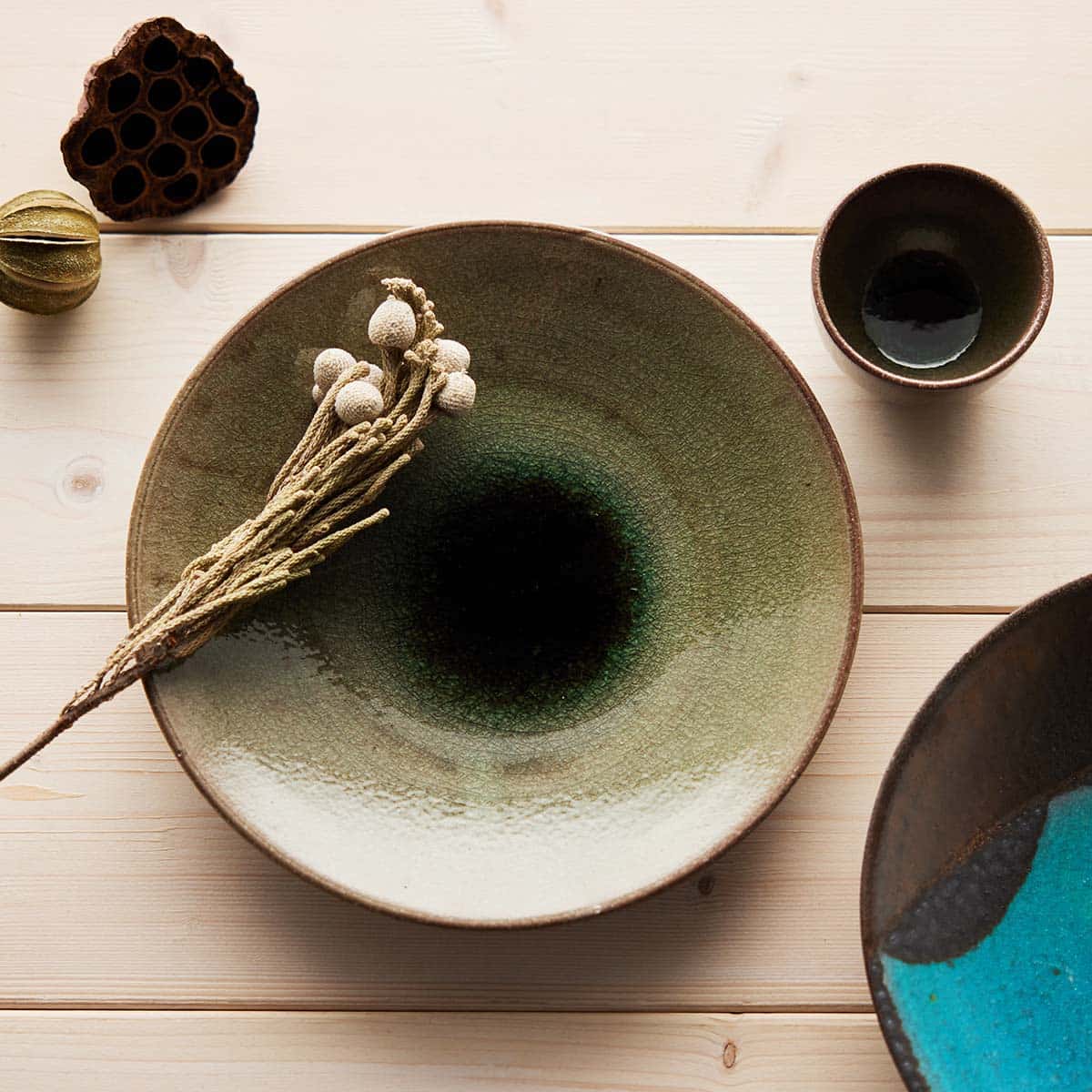 【信楽焼】信楽四季彩陶 -寒露(かんろ) プレート 露時雨(つゆしぐれ)φ25.5cm