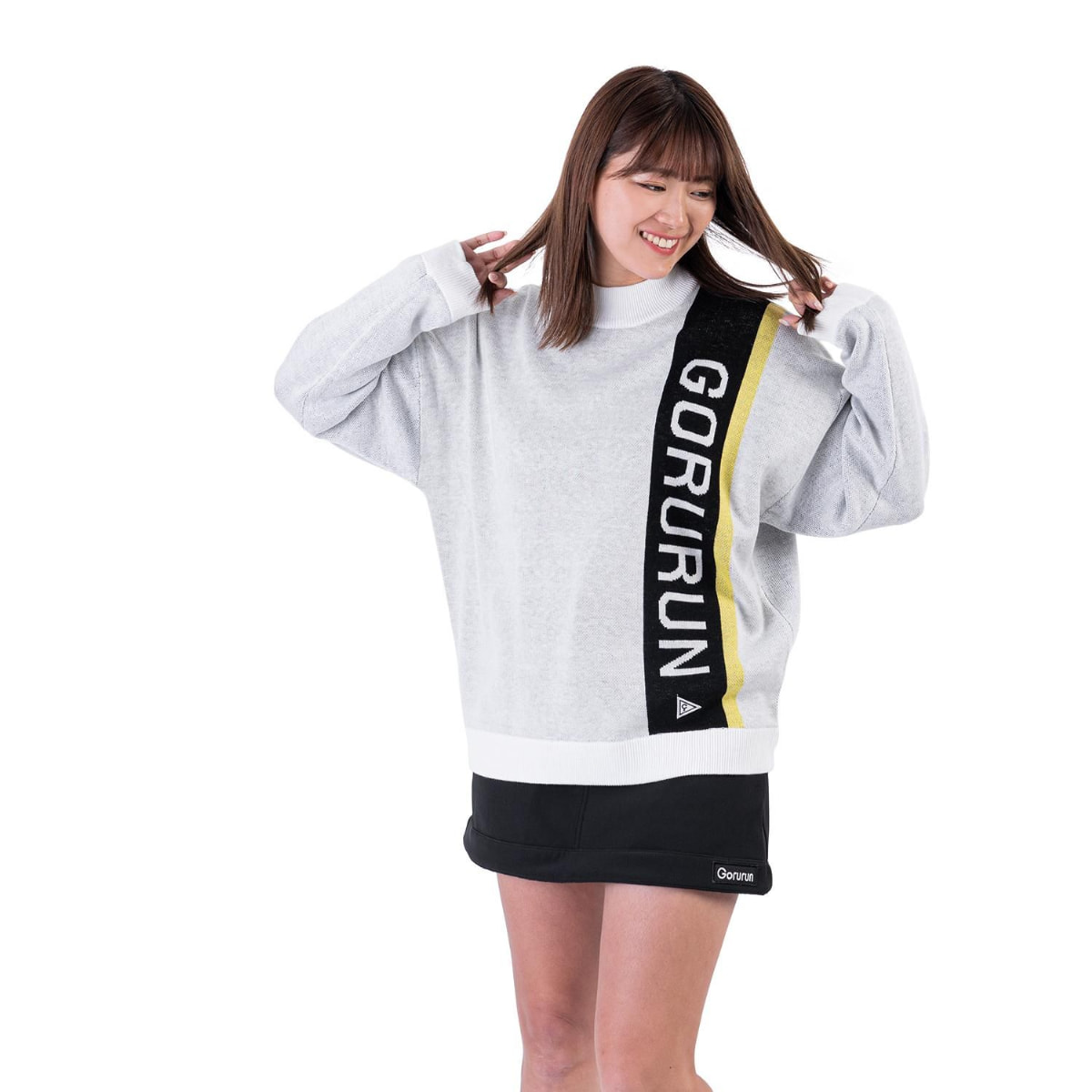 【gorurun ×  HESTA LIFE】ハイネックドルマン　プルオーバーニットセーター　ユニセックス　ホワイト/ブラック