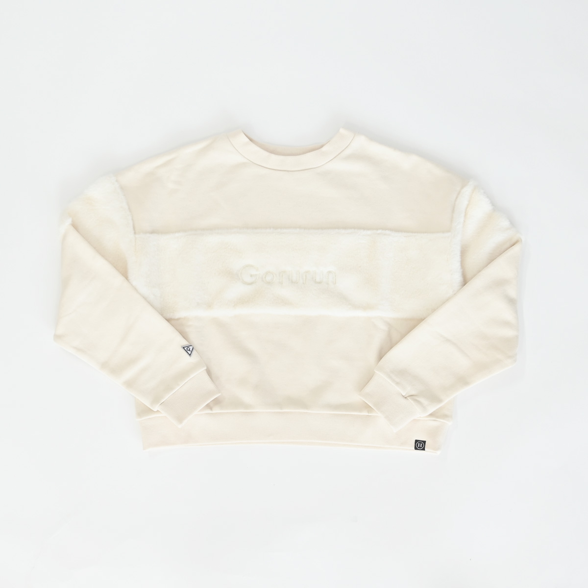【gorurun ×  HESTA LIFE】ロゴ刺繍エコファーチェスト　プルオーバー　レディース　ホワイト/ブラック
