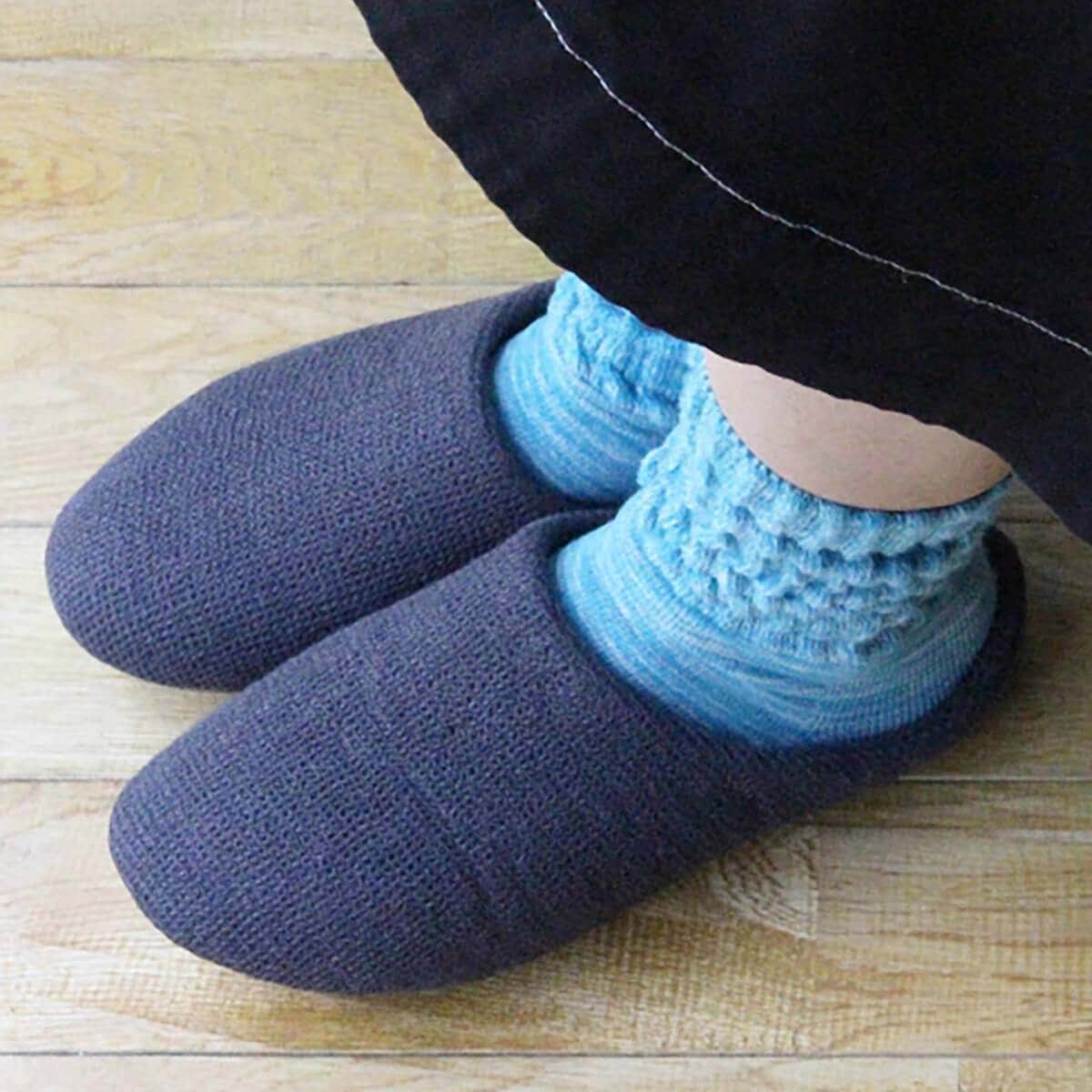 【Kontex】LANA ラーナ ワッフル織り ルームシューズ ネイビー（3サイズ展開）