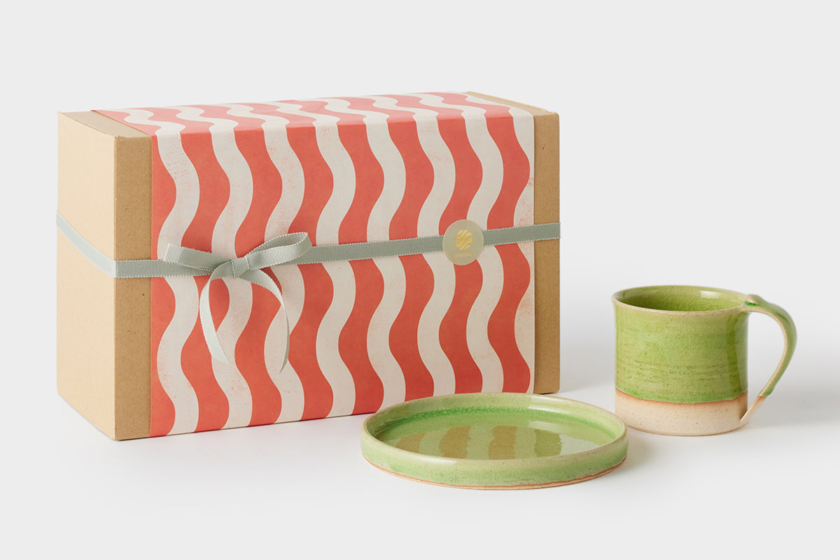 HESTA LIFE ギフト】信楽焼 クレイズ マグ＆切立皿セット (グリーン