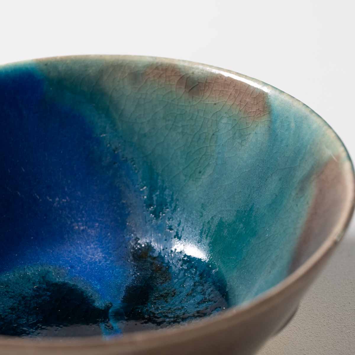 信楽イマジンImagine そり小鉢 A_青×茶