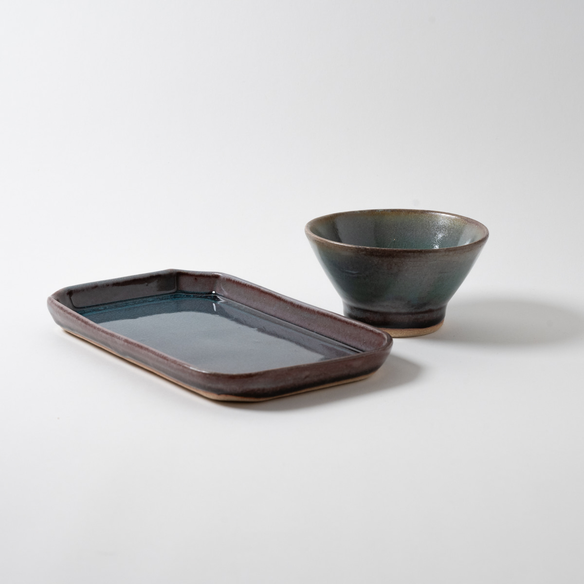 【信楽焼】ここち - KOKOCHI - 高台茶碗＆8角長方皿セット