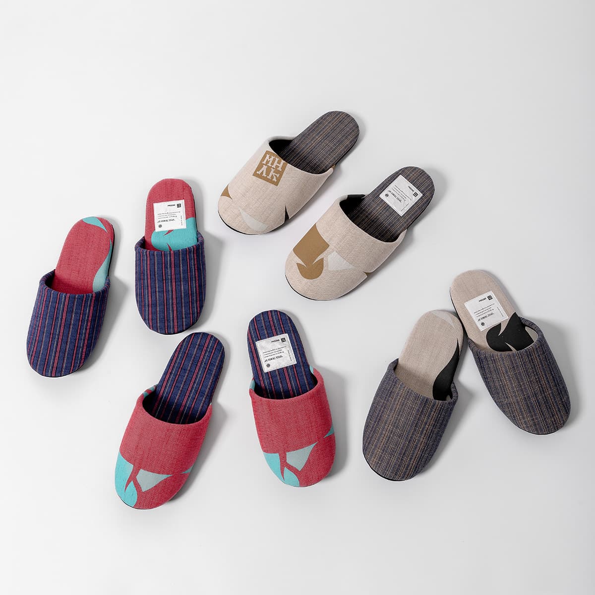 【MHAK × Japan Craft】日本のいいもの　会津木綿のルームシューズ　ピンク　M/Lサイズ